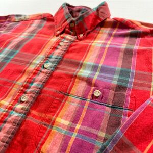 American Eagle Outfitters Red Plaid Flannel Shirt Womens Large 100% Cotton L